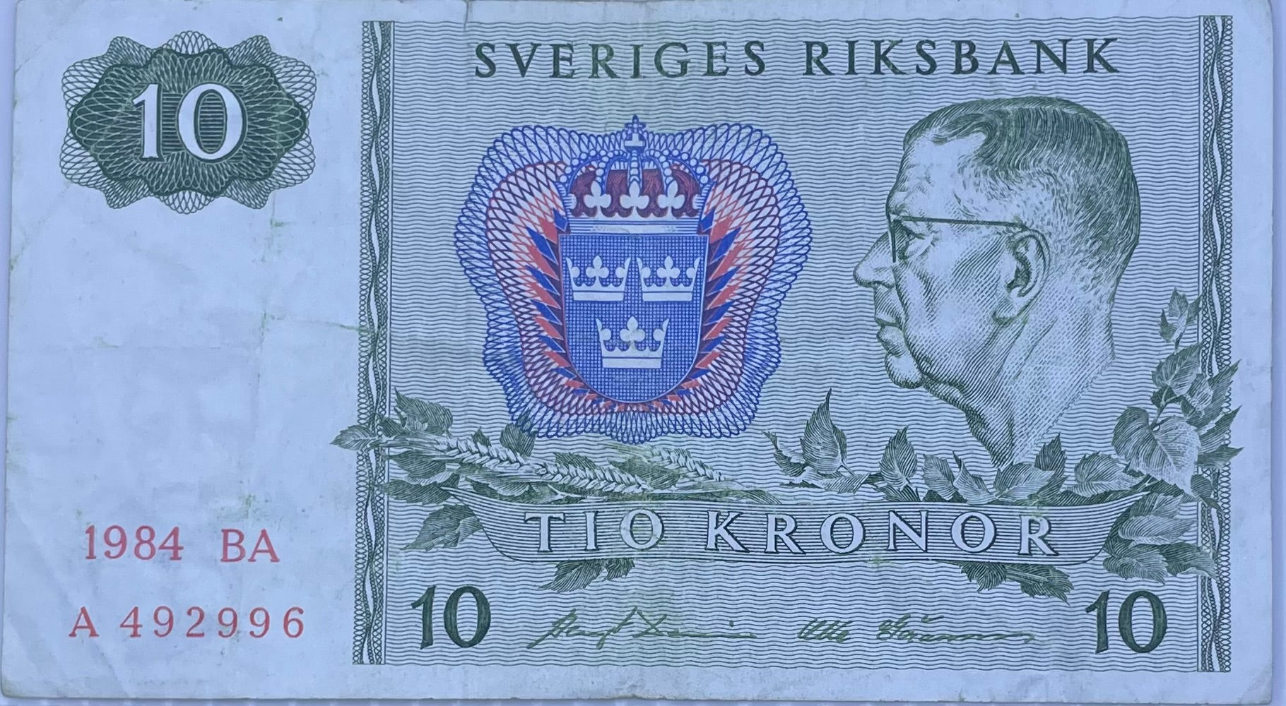 1983 Sweden 10 Kroner Used World Banknote
